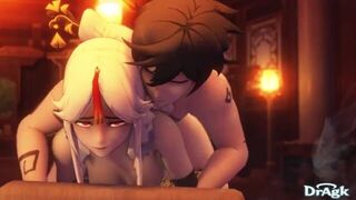 Нин Гуан трахается с Чжун Ли во время массажа в своем офисе - Genshin Impact 60 FPS порно